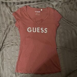 GUESS Women's Mauve Logo Tee